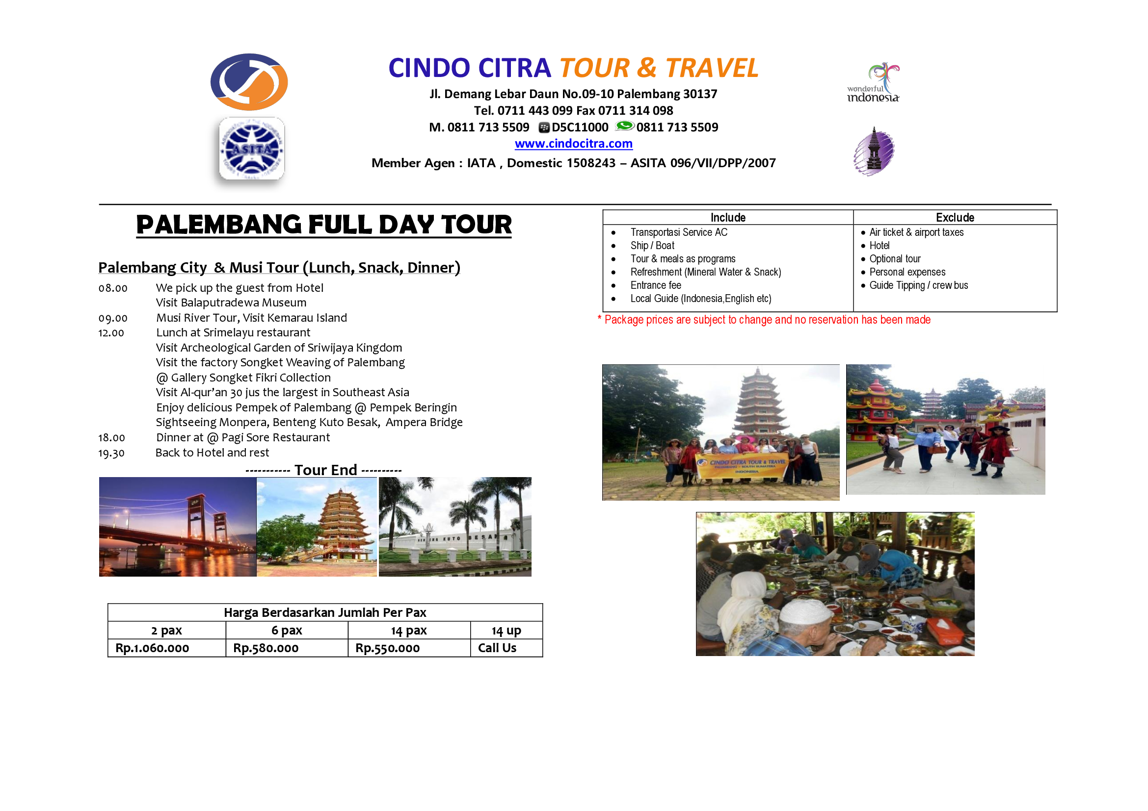 PALEMBANG FULL DAY TOUR 