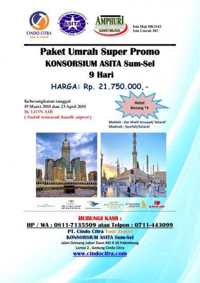 PAKET UMROH SUPER PROMO KONSORSIUM ASITA SUM-SEL