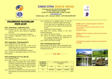PALEMBANG PAGARALAM TOUR 4D/3N