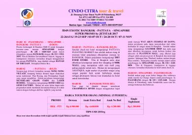 5D4N EXOTIC BANGKOK - PATTAYA - SINGAPORE SUPER PROMO