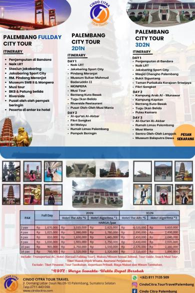 PAKET PALEMBANG CITY TOUR (FULLDAY, 2D1N & 3D2N)